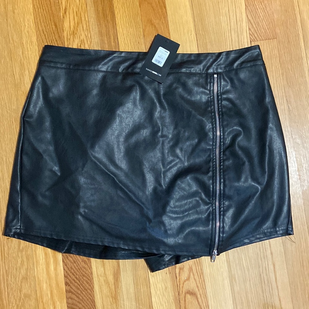 Want You Around Faux Leather Skort